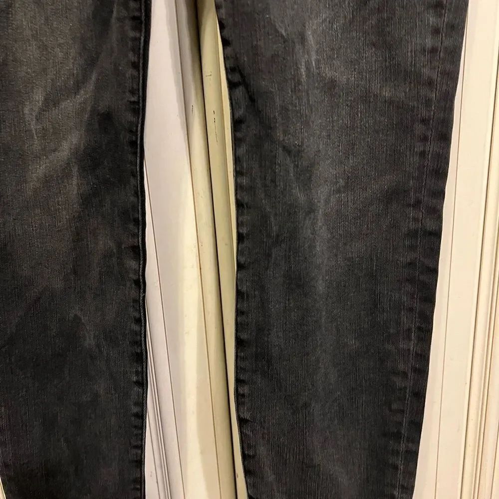 Frame Skinny Jeans Womens 27 Mid Rise Crop Washed Black Raw Hem Stretch Denim